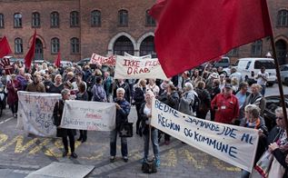 Demonstration foran Københavns Rådhus.
