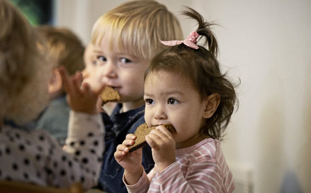 Børn spiser rugbrød