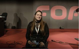 Lotte Berthelsen, talsperson for FOA Ungdom, ved kongressen 2019
