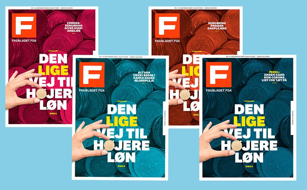 4 forsider af det trykte Fagbladet FOA nr. 5/2020
