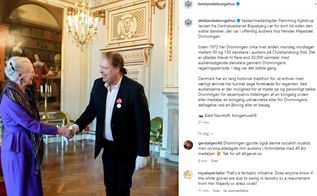 Vaskerimedarbejder Flemming Kjølstrup Jensen var mandag eftermiddag den sidste dansker, der var i offentlig audiens hos Hendes Majestæt Dronningen. Billedet er taget fra Kongehusets Instagram. 